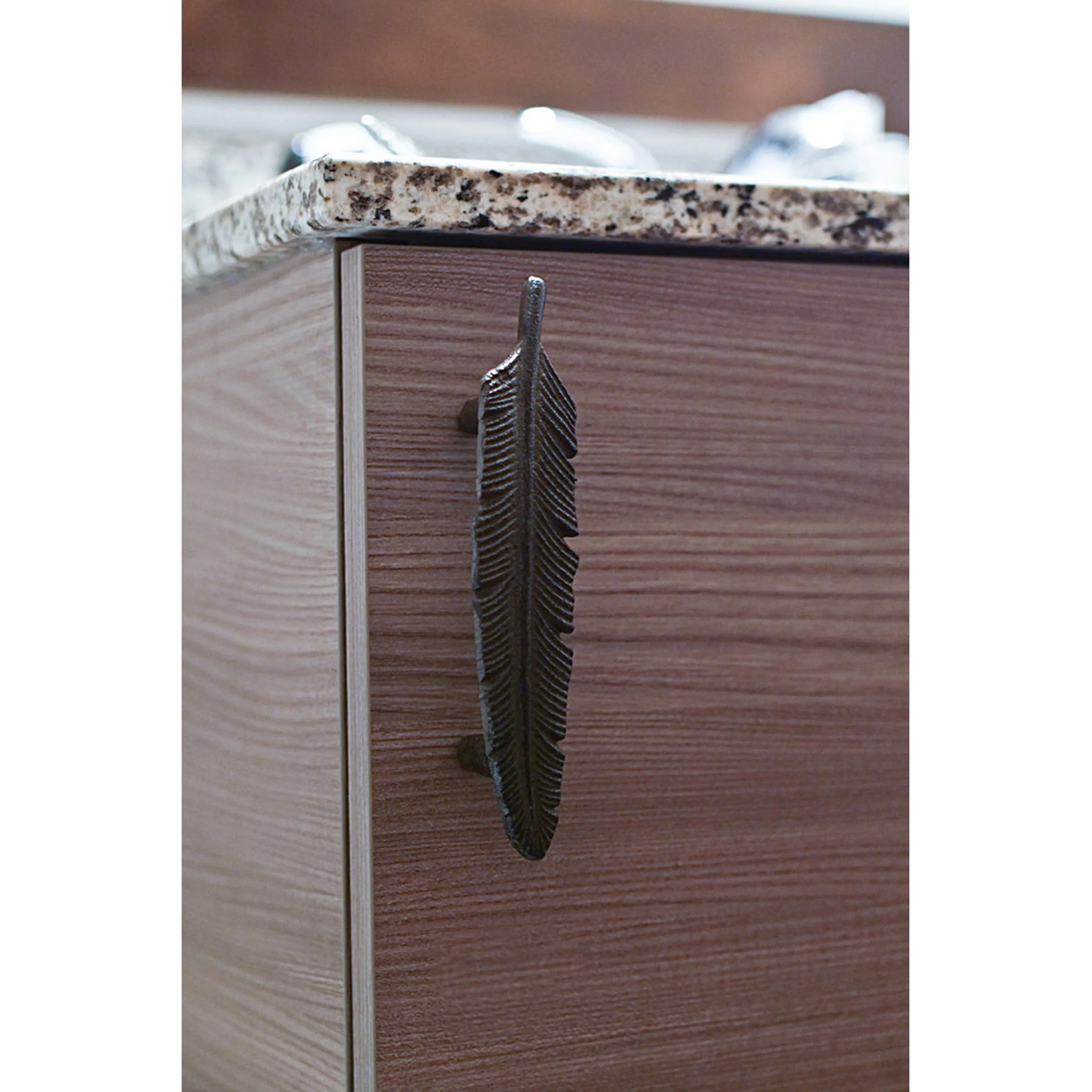 Brown Cast Iron Feather Drawer Handle Cabinet Pull Furniture Decor Set of 12 - Image 5