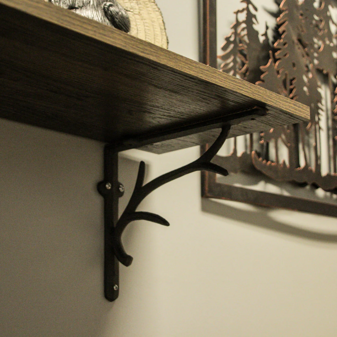 Set of 2 Cast Iron Deer Antler Decorative Shelf Brackets - Image 10