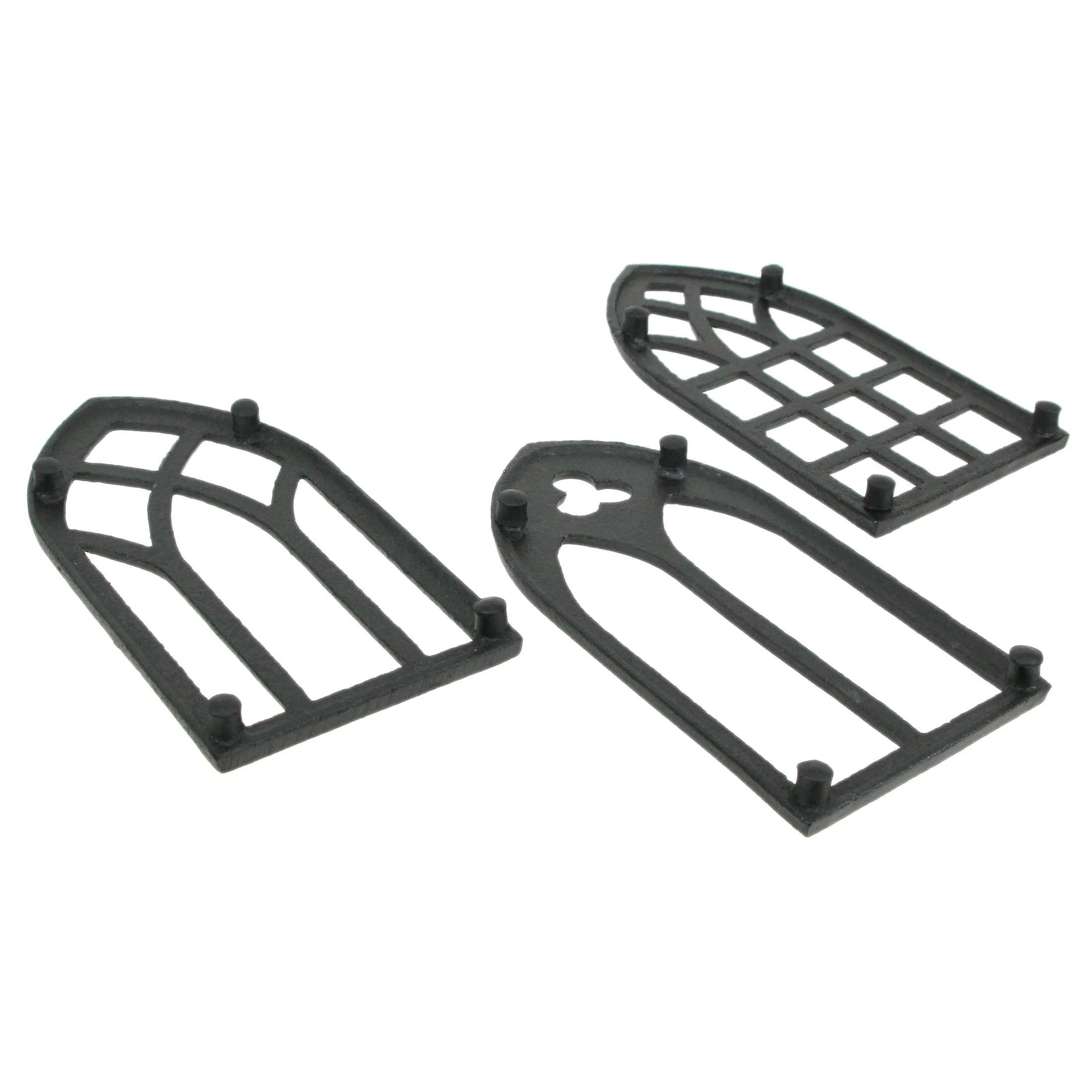 Set of 3 Black Cast Iron Gothic Cathedral Window Design Kitchen Trivets Decorative Wall Hangings - Image 8