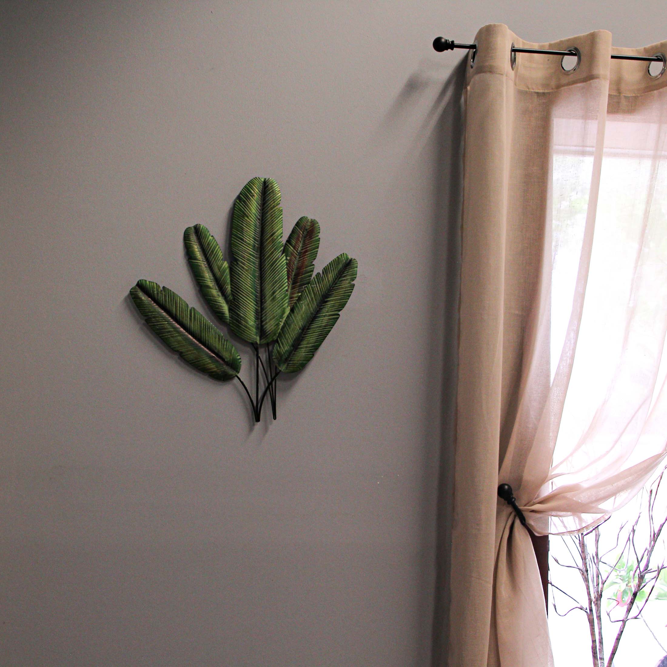 20 Inch Metal Banana Leaf Wall Decor Hanging Sculpture Tropical Plant Art Plaque - Image 4