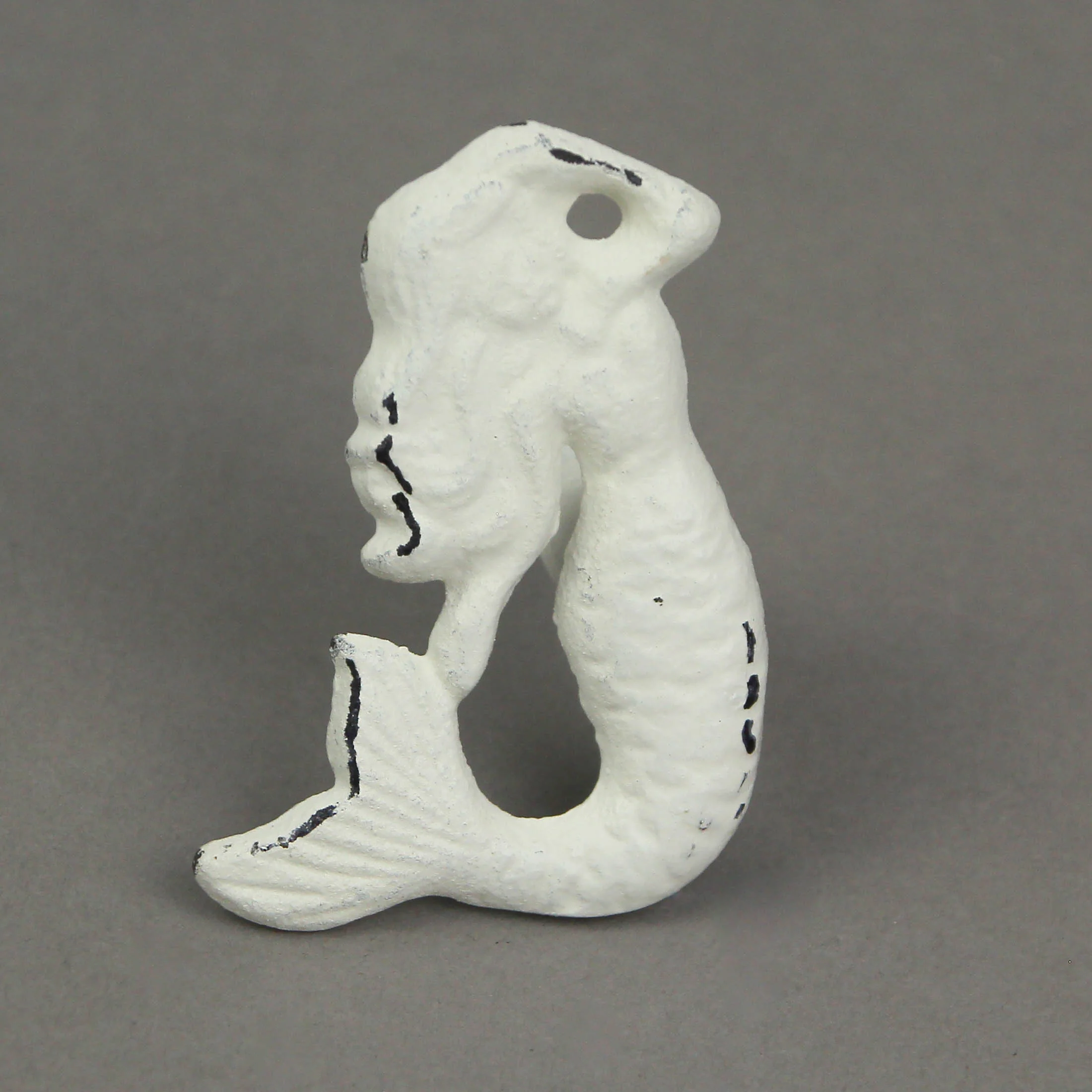 Set of 6 White Painted Cast Iron Mermaid Drawer Pull Cabinet Knob Rustic Furniture Decor - Image 11