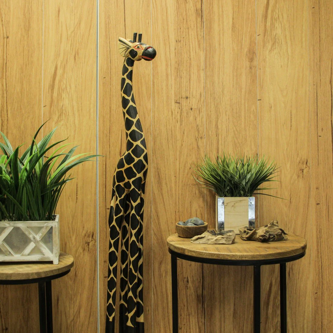36-Inch Hand-Carved Wooden African Statues - Exquisite Zebra and Giraffe Sculptures - Indigenous Indonesia Art Decor - Elegant Home Figurines Set - Image 18