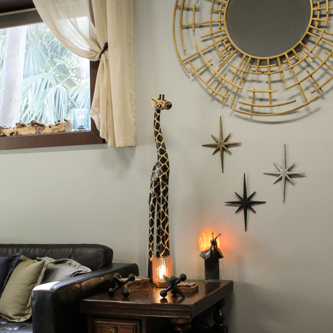 36-Inch Hand-Carved Wooden African Statues - Exquisite Zebra and Giraffe Sculptures - Indigenous Indonesia Art Decor - Elegant Home Figurines Set - Image 6